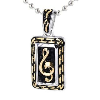 Stainless Steel Goldtone Music Note Necklace