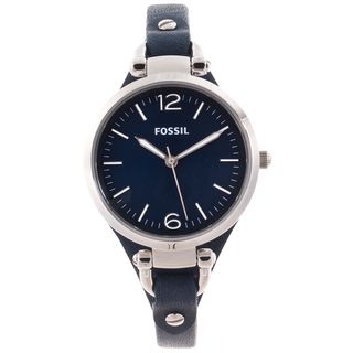 Fossil Womens Georgia Blue Leather Strap Watch