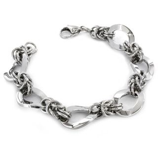 Stainless Steel Interlocking Oval Twist Chain Link Bracelet