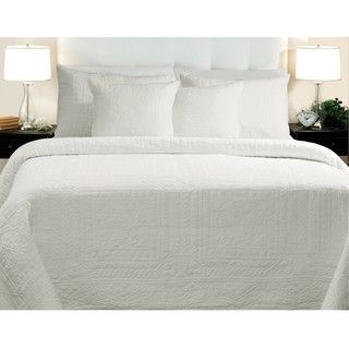 Adele Cotton Full/Queen size White Quilt Set