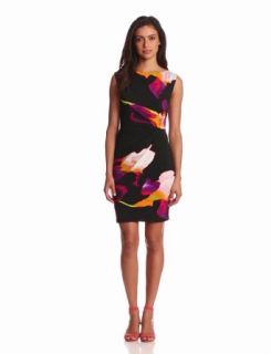 Suzi Chin Womens Side Drape Dress, Dewberry/Multi, 12