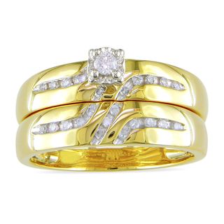 Miadora 10k Yellow Gold 1/6ct TDW Diamond Bridal Ring Set (H I, I2 I3