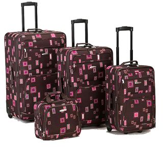 Rockland Deluxe Chocolate 4 piece Expandable Luggage Set
