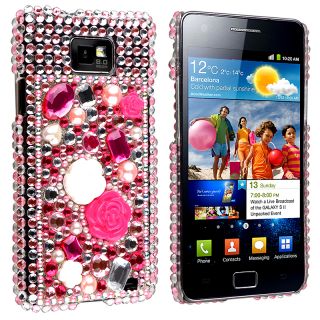 Bling Rosy Rear Rubber Coated Case for Samsung Galaxy S II i9100
