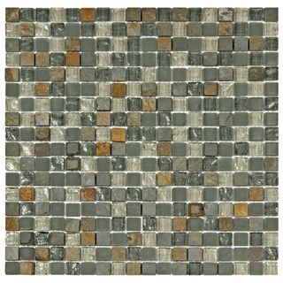 SomerTile Reflections Mini 5/8 in Wisp Glass/Stone Mosaic Tile (Pack