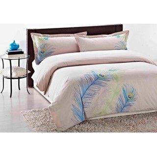 Peacock Embroidered King size 3 piece Duvet Cover Set