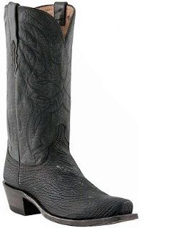  Lucchese 1883 Western Exotic Sanded Shark M3106 Black Shoes