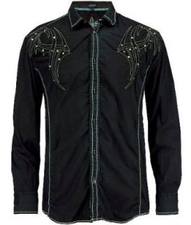 Roar Chronicle Button Front Shirt Black Teal Clothing