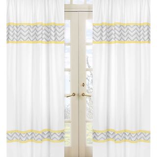 Yellow and Grey Zig Zag 84 inch Curtain Panel Pair