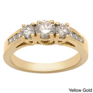 14k Gold 1ct TDW Round Diamond 3 stone Engagement Ring (K, I1 I2