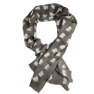 Sophia Costas Ultra Soft Light Brown Wool Scarf with White