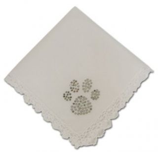 Sparkly Paw Rhinestone Handkerchief with Crochet Edges