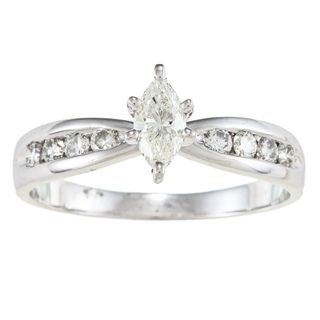 14k White Gold 1/2ct TDW Marquise Diamond Engagement Ring (H I, SI1
