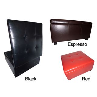 Contemporary Square Faux Leather Storage Ottoman Bench