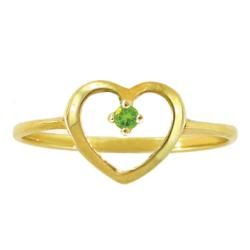 10k Gold August Birthstone Peridot Petite Designer Heart Ring