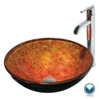 Vigo Livorno Chrome Faucet and Glass Vessel Sink