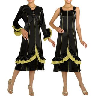 Divine Apparel Womens Black/ Light Olive A line Dress Suit