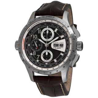 Hamilton Mens Khaki X Mach Brown Strap Automatic Chronograph Watch