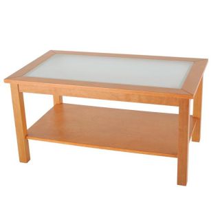 Bay Shore Collection Glass Top Honey Maple Coffee Table