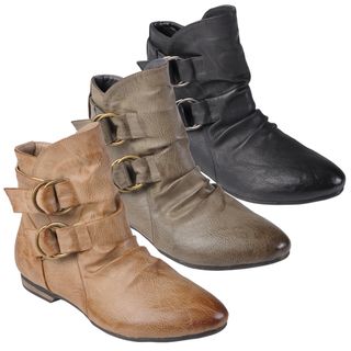 Tressa Collection Womens Rodeo Almond Toe Buckle Detail Bootie