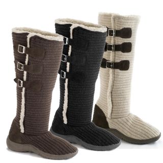 Muk Luks Womens Horizontal Knit Buckle Boots
