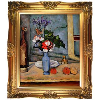 Cezanne La Vase Bleu Hand painted Framed Canvas Art