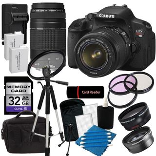 Canon EOS Rebel T4I Digital SLR Camera w/ 18 55 IS II & 75 300 III