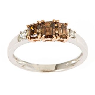 Yach 14k Two tone Gold 1 1/10ct TDW Brown and White Diamond Ring (I