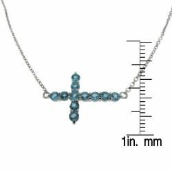 Sterling Silver Swiss Blue Topaz Sideways Cross Necklace