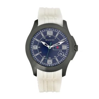 Gucci Mens Timeless White Rubber Strap Watch