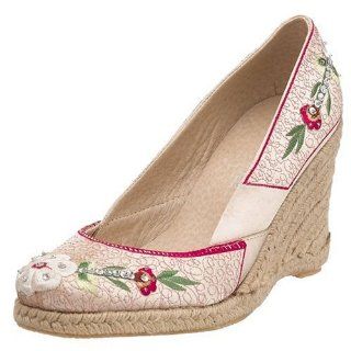 Two Lips Womens Mena Fabric Wedge, Natural, 7 M Shoes