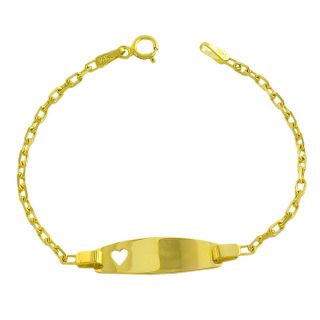 14k Yellow Gold Baby Identification Heart Bracelet