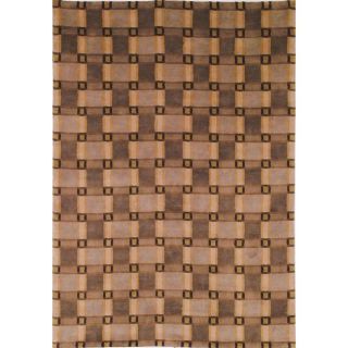 Hand knotted Lexington Plaid Beige Wool Rug (5 x 8)