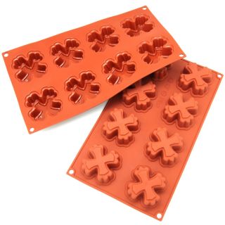 Freshware 8 cavity Cross Cake Silicone Mold/ Baking Pans (Pack of 2