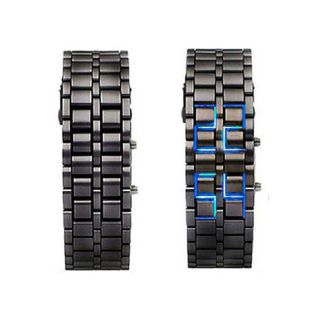 Black Stainless Steel Womens Lava LED Digital Bracelet Watch