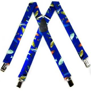 Blue   Green Fish Quality Mens Suspenders   Made in the