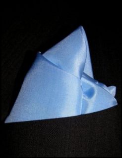 Fine Sky Blue Silk Pocket Square, 100% Silk   by Royal