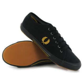com Fred Perry Vintage Tennis Canvas Black Gold Mens Trainers Shoes