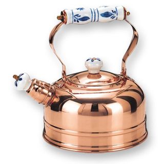 Old Dutch Delft handle Décor Copper Whistling Teakettle