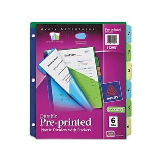 Avery Assorted Pre printed Six Tab Double Pocket Dividers (Pack of 6