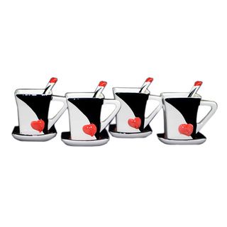 Threestar Love Heart Unique Coffee Mugs/ Tea Cups (Set of 4