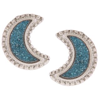 Southwest Moon Crescent Moon Turquoise Inlay Post Earrings