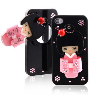 Black Kimono Girl Mirror Snap on Case for Apple iPhone 4/ 4S