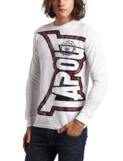 TapouT Mens Invert Thermal Henley Shirt, White, X Large