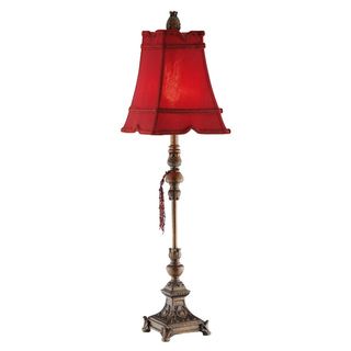 Lamp with Tassel/ Red Square Shade