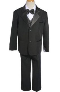 AMJ Dresses Inc 5 Pieces Black Boys Wedding Tuxedo Suit