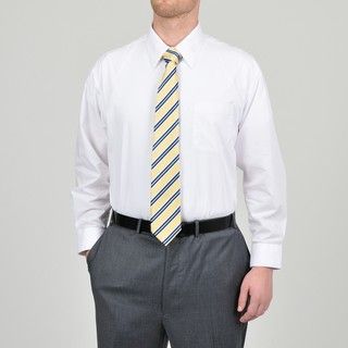 Alexander Julian Colours Mens White Dress Shirt and Stripe Tie Set