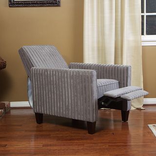 Grey Stripe Recliner Club Chair