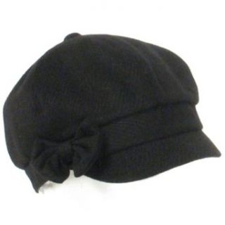 New Junior Newsboy Cabbie Beret Ribbon Bow Cap Hat Black
