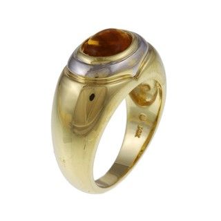 FJC 14k Gold Oval Citrine Cabochon Ring